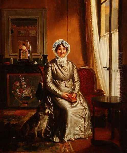 A lady with a dog in an interior - view 1