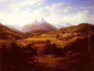 Berchtesgaden with the Watzmann Mountain in the distance by Anton Schiffer