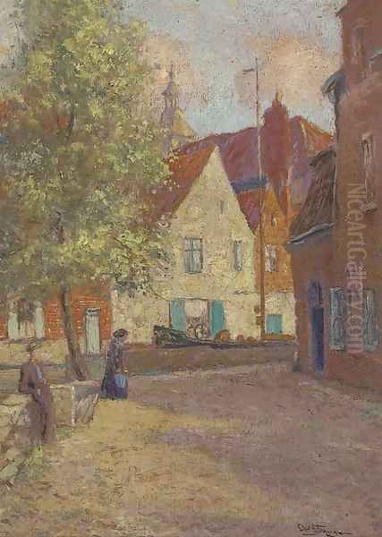 Figures by a Dutch canal - view 1
