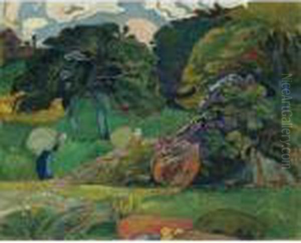 Les Deux Lavandieres Au Bord De La Cascade - view 1