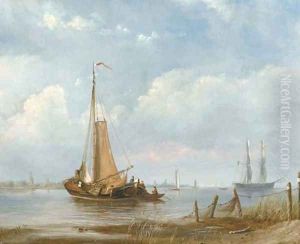 Shipping on a river by Petrus Paulus Schiedges