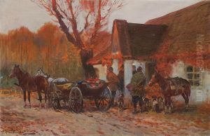 Autumn In Front Of The Manor Hause by Adam Setkowicz