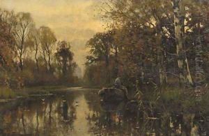 A river running through a forest in autumn by Petrus Paulus Schiedges