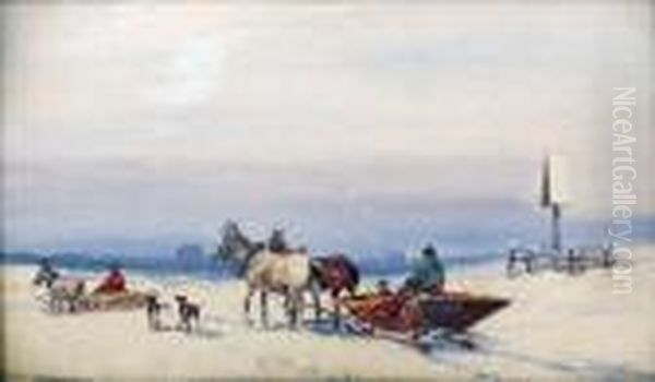Pejzaz Zimowy Z Saniami - view 1
