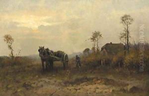 A peasant at work with a Malle Jan nearby by Petrus Paulus Schiedges