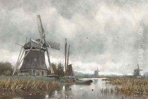 Windmill in a polderlandscape