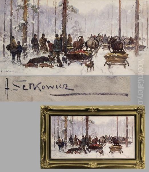 Jagd-gesellschaft Im Verschneiten Winterwald - view 1