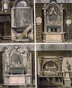 Tombs from the North Aisle, plate 59 from Westminster Abbey, engraved by Thomas Sutherland, pub. by Rudolph Ackermann 1764-1834 1812 by George Shepherd