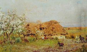 Motyw Wiejski Ze Zrebakiem by Adam Setkowicz