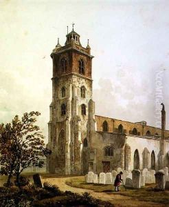 St. Giles Church, Cripplegate, City of London, 1815 by George Shepherd