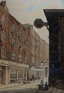 Lombard Street West, with St. Mary Woolnoth, 1810 by George Shepherd