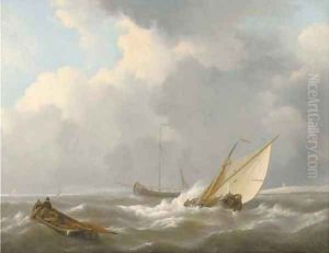 Shipping in a brisk wind by Johannes Christian Schotel