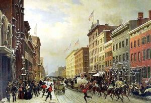 Street Scene in New York by Hyppolyte Victor Valentin Sebron