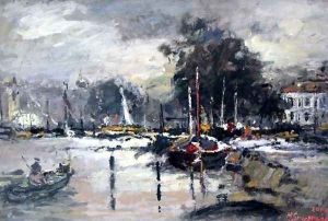 Landscape with Boats by Magdalena Spasowicz