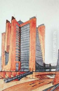 Study design for a new town, 1914 by Antonio Sant'Elia
