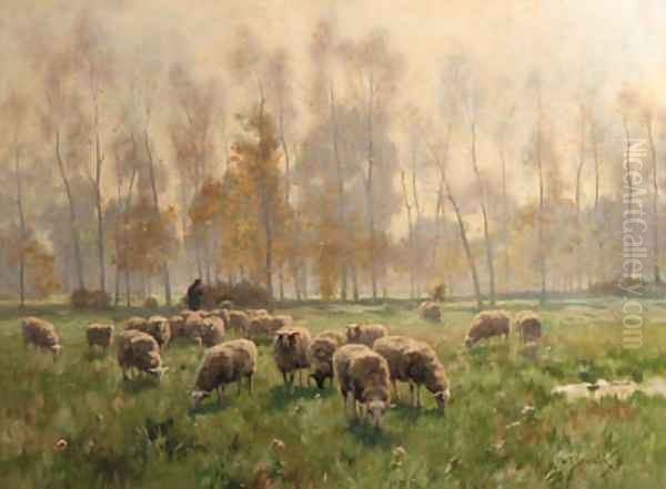 A shepherd and flock - view 1