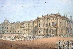 Review at the Winter Palace in St. Petersburg, 1840s by Vasili Semenovich Sadovnikov