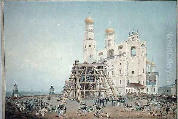 Raising of the Tsar-bell in the Moscow Kremlin in 1836, 1839 - view 1