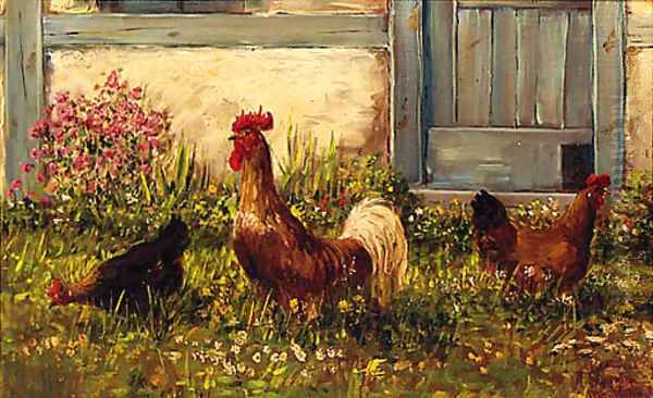 Chickens by a Barn - view 1