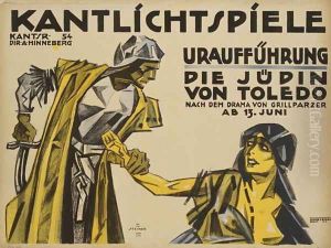 German cinema poster advertising the release of the film "The Jewess of Toledo" in Berlin, printed by Dinse & Eckert, Berlin, 1920-21 by Josef Steiner