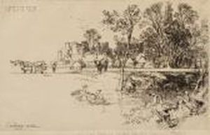 Cowdray Castle, With Geese by Sir Francis Seymour Haden
