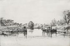Egham Lock by Sir Francis Seymour Haden