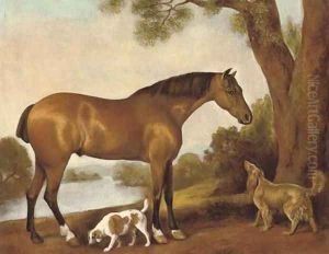 A hunter and hounds in an extensive landscape by George Townley Stubbs
