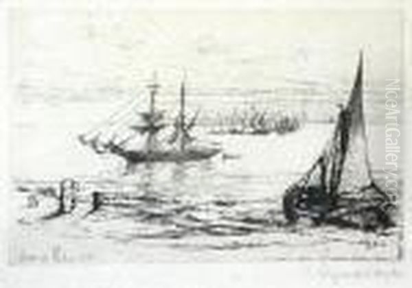 Fishing Fleet At Anchor (1870) - view 1