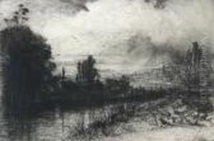On The Test, Together With Four Other Prints Including House Of The Smith by Sir Francis Seymour Haden