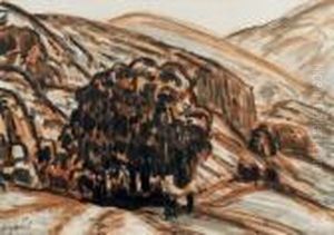 Le Berger Dans Un Paysage Vallonne