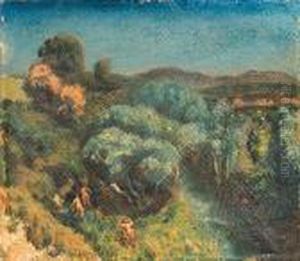 Nymphes Et Faunes Dans Un Paysage Boise