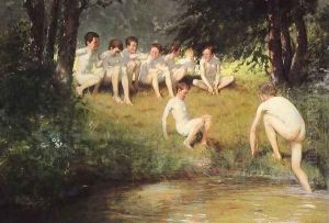 At The Swimming Hole by Joseph Eduard Sauer