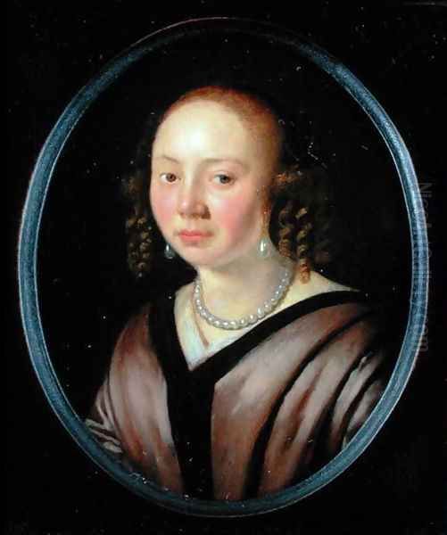 Portrait of a young woman wearing a necklace and earrings - view 1