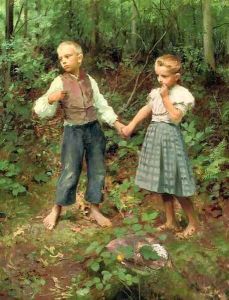 Holding hands in the forest by Hermann Seeger