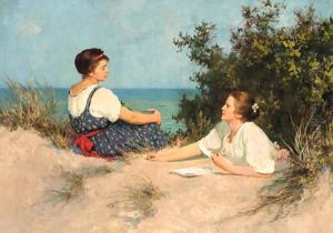 Two girls among the sand dunes by Hermann Seeger