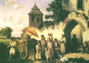 In Front of the Church by Jozef Szermentowski