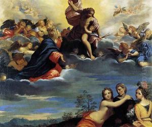 Virigin and Angels Imploring Christ not to Punish Lust, Avarice, and Pride by Ippolito Scarsella (see Scarsellino)