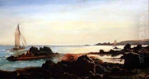 Coastal Landscape with Sailing Boats by Carl Frederik Sorensen