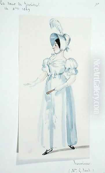 George Sand 1804-76 playing the part of Herminie in the play La Soeur de Jocrisse, 14th August 1949 - view 1