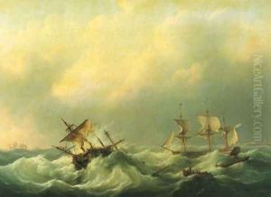 A Dutch brig comming to the aid of a frigat in distress