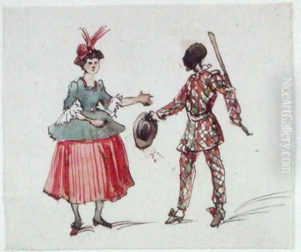 Two characters from the Commedia dellArte - view 1