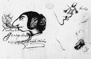 George Sand smoking 1804-76 caricatured by herself