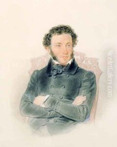 Portrait of Alexander Pushkin 1799-1837 1836 by Piotr Ivanovich Sokolov