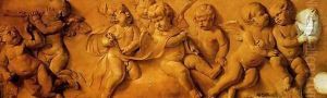 Disporting Putti - a feined bas - relief by Piat Joseph Sauvage