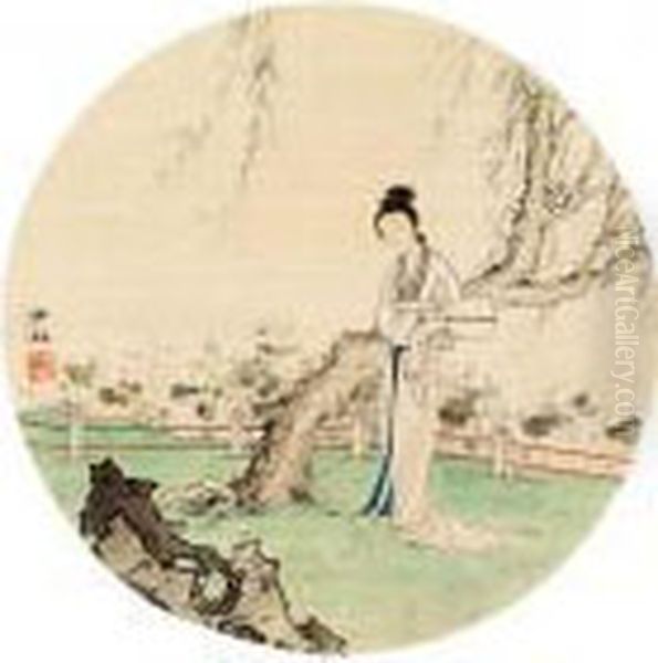 Lady By Lotus Pool - view 1