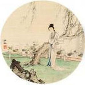 Lady By Lotus Pool by Chen Shaomei