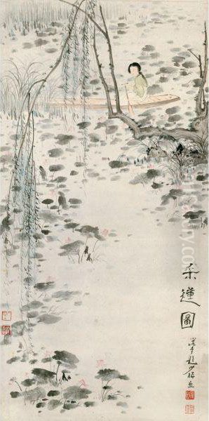 Boating On The Lotus Pond - view 1