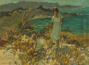 Two Young Girls On A Cliff