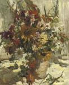 Mixed Summer Flowers In A Vase by Dorothea Sharp