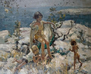 Three Children On The Rocks Three Children On The Rocks